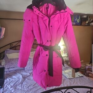 Michael Kors Fuchsia Belted Puffer Coat